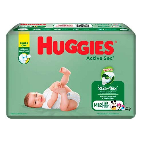 Pañales Huggies Active Sec Talla 2 - M De 30 Unidades