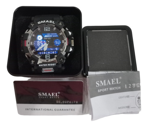 Reloj Militar Multifunción Smael Negro Hora Dual Fecha Luz