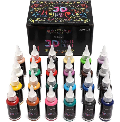 Juego Pintura Tela 3d Premium Para Ropa 1.2 fl Oz 24