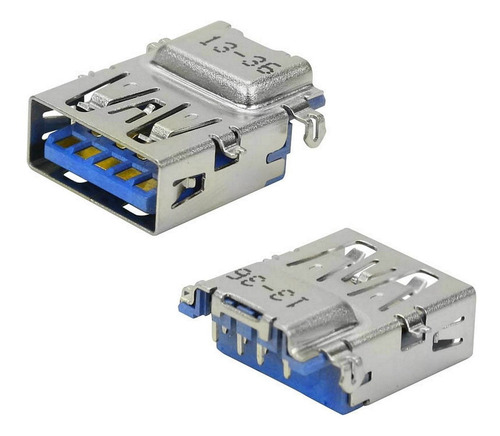 Imagem 1 de 1 de 3 Unids Conector Usb-3 A Fêmea 90º Azul Para Placa Perfurada
