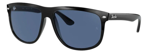 Óculos de sol Ray-Ban RB4147 Large armação de náilon cor polished shiny black, lente dark blue clássica, haste polished shiny black de náilon
