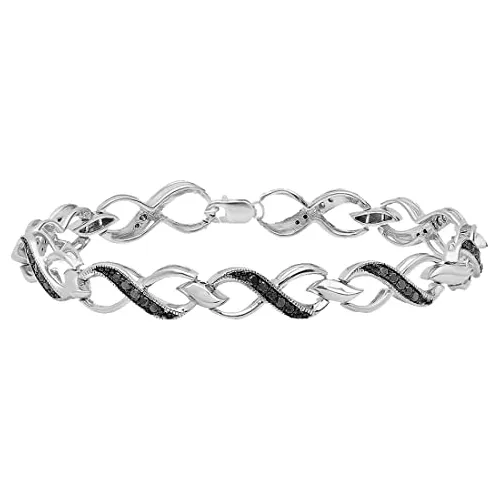 comprar  Ra De Tenis Infinity Swirl Con Diamante Negro - Plata 925