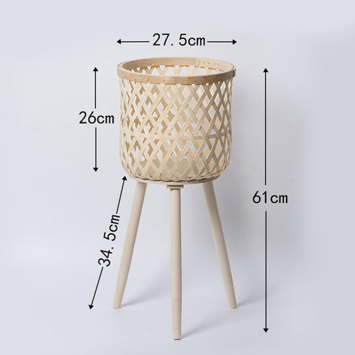 // Macetero De Suelo Con Cesta De Ratán, Beige 61x27,5cm