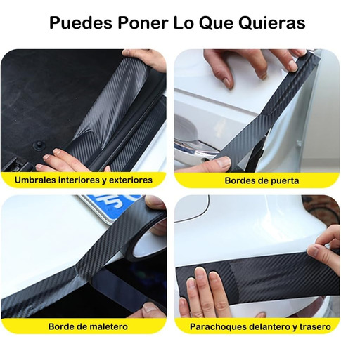 Cinta Fibra De Carbono Parachoques Pisadera Adhesiva 7cm*3m