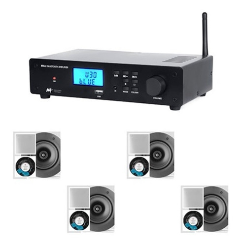 Amplificador Aat Bta-2 Bt + 4 Caixas Gesso Nq6 M100 Quadrada