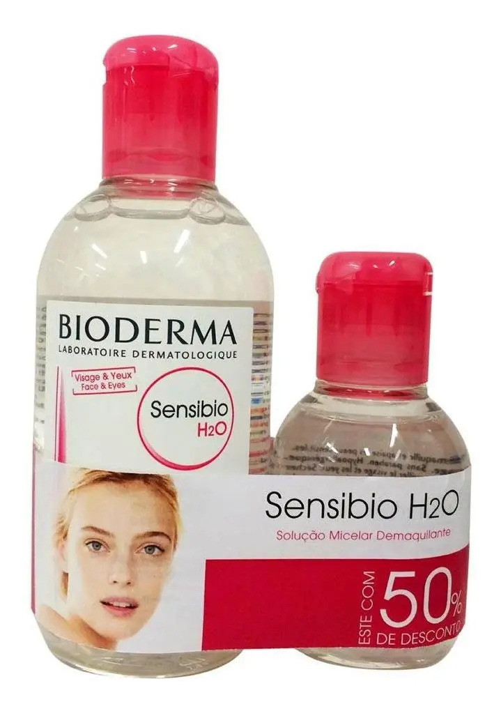 Kit Água Micelar Demaquilante Calmante Bioderma Sensibio H2O 250ml + 100ml