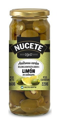 Imagen 1 de 2 de Aceitunas Verdes Rellenas De Limon Frasco 360 Gr