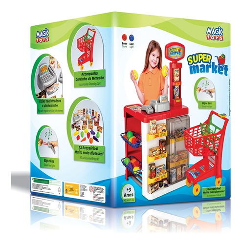 Super Market Mercado Infantil C/ Carrinho E Acessórios