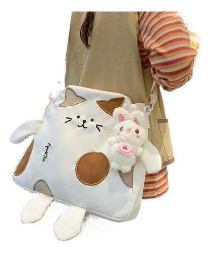 Cute Cartoon Cat Shoulder Bag Doll Tote Bag