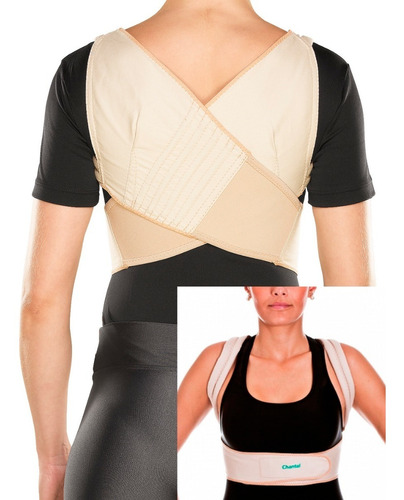 Corretor Postural Espaldeira Em Brim Chantal C-334 Velcro