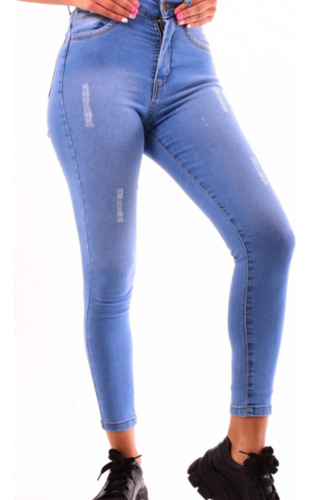 Jeans Chupin Ana Clara Juvenil Elastizado De Mujer Tiro Alto