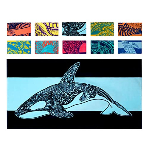 Orca (34 X 63)  Diseño De Ballena Tropical Color Az...