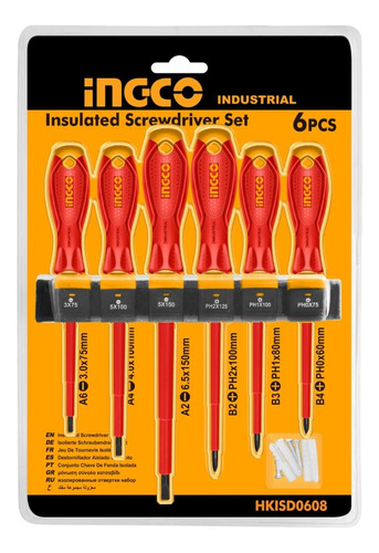 Juego De 6 Destornilladores Aislados Ingco Phillips Y Planos