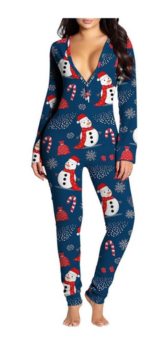 Pijama Con Solapa Onesie Para Mujer Navidad Print Sexy Butt