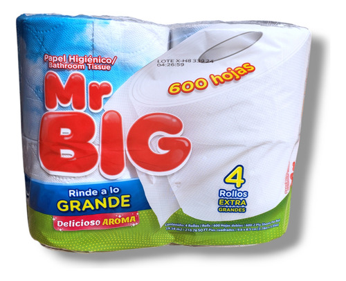 Rollo De Papel Higienico Mr Big 4 Rollos 600 Hojas