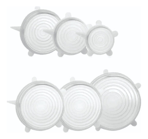 Tapas De Silicona Elásticas Flexible Reutilizable 6pzs Blanc