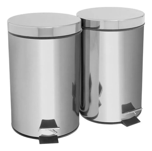 Set De 2 Pzas. Botes De Basura Acero Inox. 7 Ltrs. Practicos