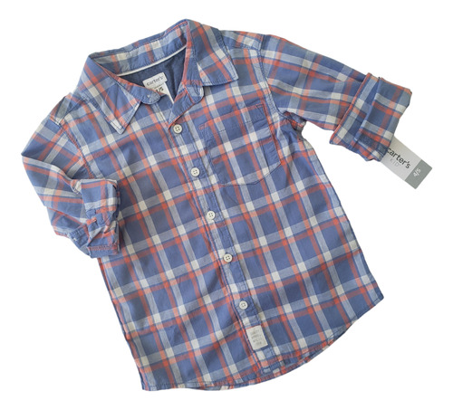 Camisa Niño Manga Larga Cuadros Carters Talle 4 Años 