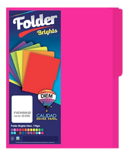 Folder Tamaño Oficio Colores Brillantes 25 Pzas Color Fucshia