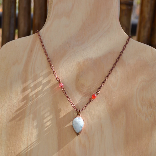 Imagen 5 de 8 de Collar Piedra De La Luna, Agatas Y Cadena De Cobre, Cod1