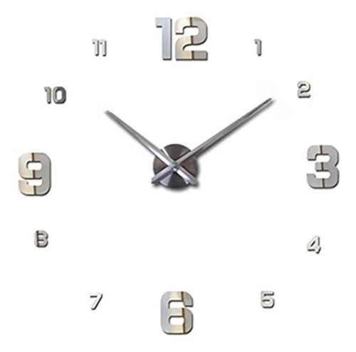 Exclusivo Reloj De Pared 3d Gigante En Madera Plateado 