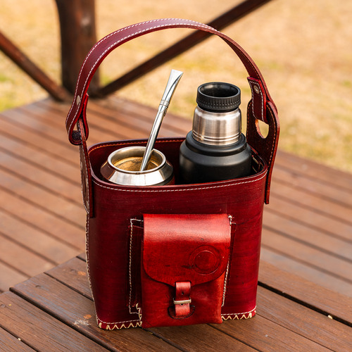 Canasto Bolso Matero De Cuero Premium Con Bolsillo - Cushe