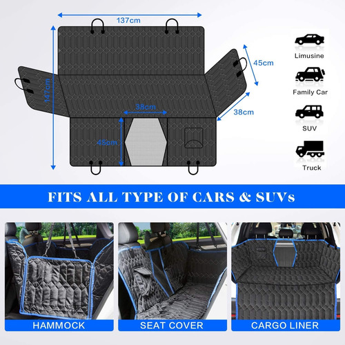 Upgraded Version Dog Car Seat Cover For Back Seat, 100% Wate