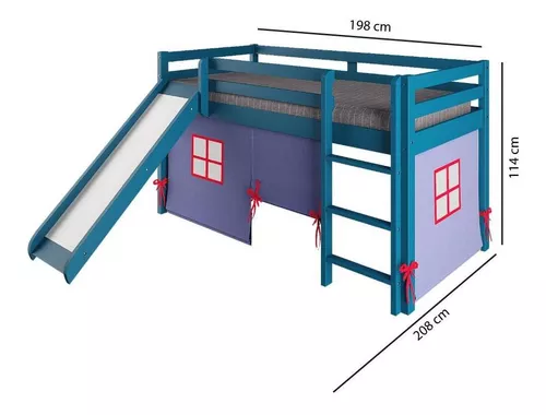 Cama Infantil com Escorregador Cabaninha Arbol Móveis