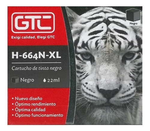 Cartucho De Tinta Negro H-664n-xl Marca Gtc