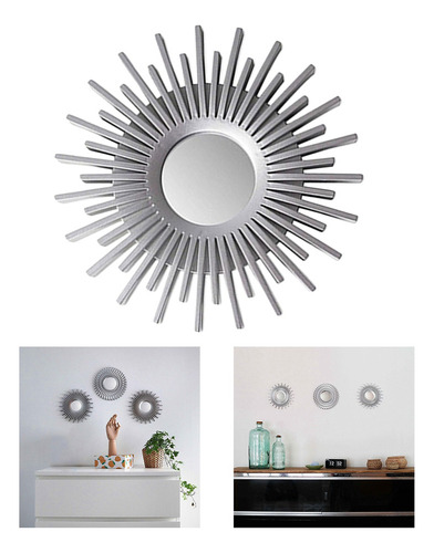 Espejo De Maquillaje Colgante Adornado Plata En Forma De Sol