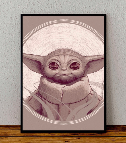 Cuadro 33x48 Poster Enmarcado Star Wars Maestro Yoda Peli