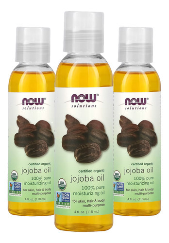  Óleo De Jojoba Now Foods 118ml Orgânico 3un