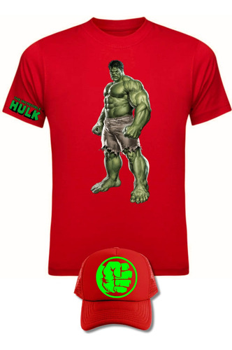 Camiseta Hulk Avengers Serie Red Obsequio Gorra 