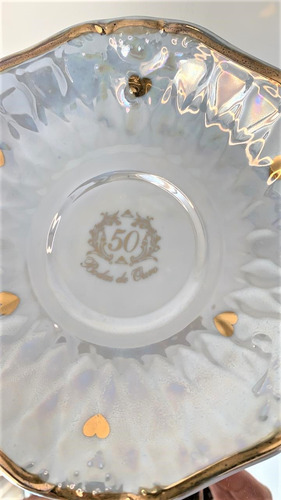 Imagem 2 de 5 de Enfeite Xicara Chá Com Suporte Bodas De Ouro, 50 Anos 24cm