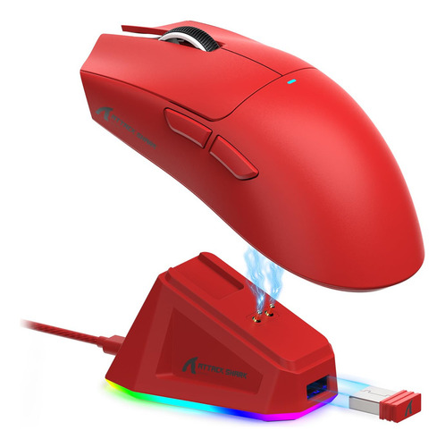 Mouse Gamer Attack Shark X11 Tri Mode 22000 Dpi Vermelho Vermelho