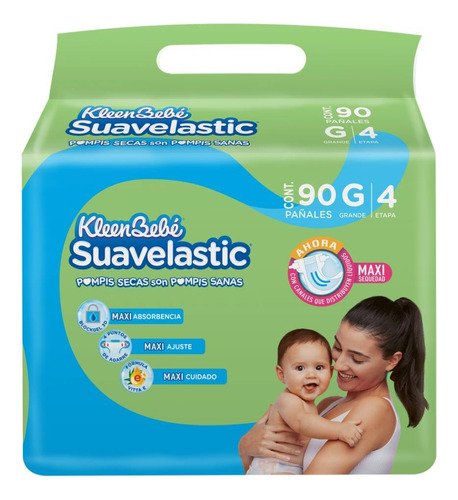 Pañales Suavelastic Etapa 4 G Con 90 Pzas Unisex 