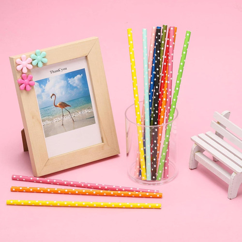 Pajitas Biodegradables Multicolor 200 Unidades