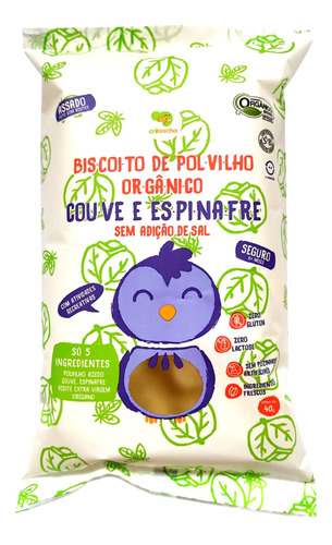 Biscoito Polvilho Couve Espinafre Vegano Orgânico 40g