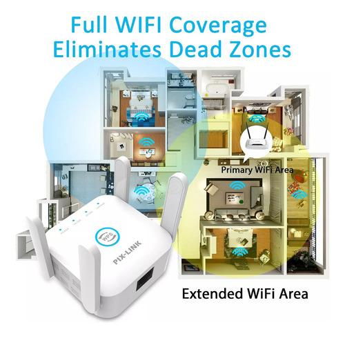 Repetidor Wifi 1200mbps 5ghz 4 Antenas Extensor Amplificador