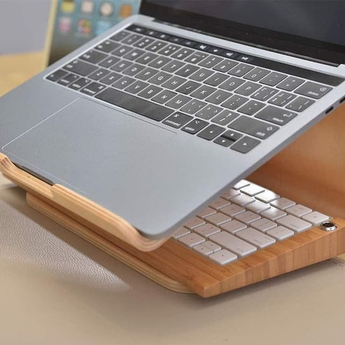 Soporte Para Notebook Laptop Ergonómico Porta Teclado Inpro Terminación Madera
