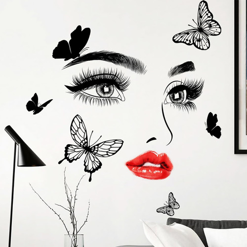 Calcomanías Y Pegatinas De Pared Farcauo Con Labios Rojos Pa
