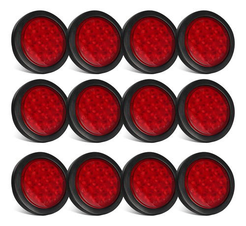 Partsam 12 Luz Trasera Led Redonda Roja 4  Freno Para Camion