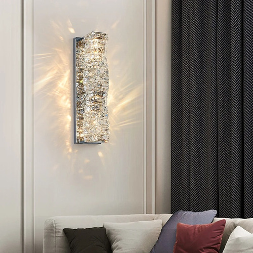 Arandela Led 20w Cristal K9 Cromada Retangular Sindora 3000k 110v 220v