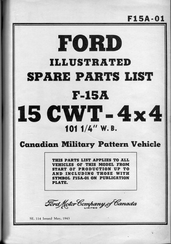 Camión Ford Guerrero Canadiense 15 Cwt 4 X 4 Manual Despiece