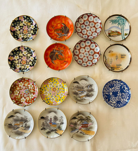 Set De Platos Decorativos De Porcelana Japoneses E Inglesa Varios Ilustrados (Usado)