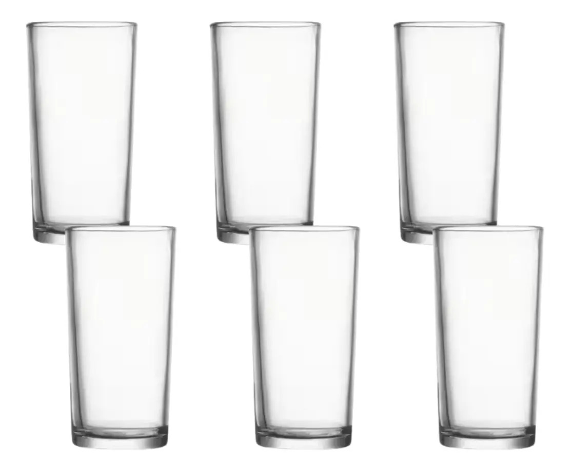 Jogo Copos Vidro 225ml 6 Unidades Xhome Napoli Transparente