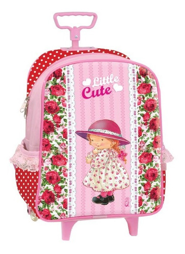 Mochila Pequena Bebê Infantil Menina Com Rodinhas 30cm -6658