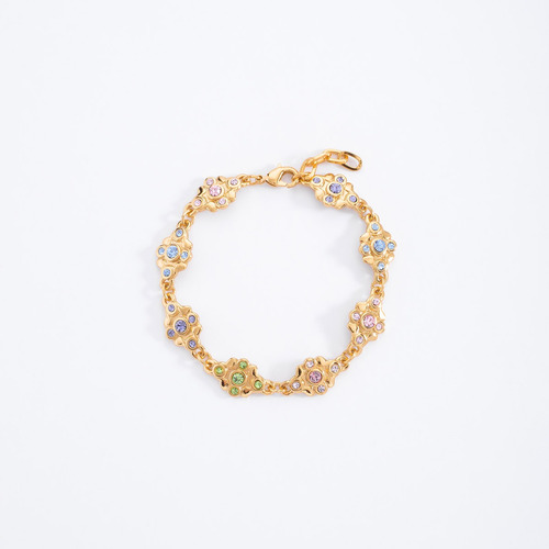 Pulsera Brazalete Con Piedras De Colores Baños De Oro 18k