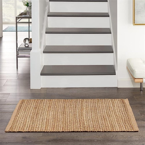 Nourison Natural Yute Solid Natural 2' X 3' Area-rug, Easy-c