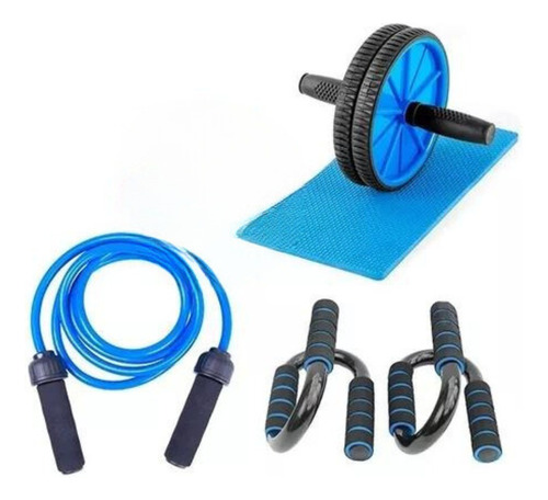 Rueda Abdominal + Push Up + Cuerda Con Peso R3 800grs